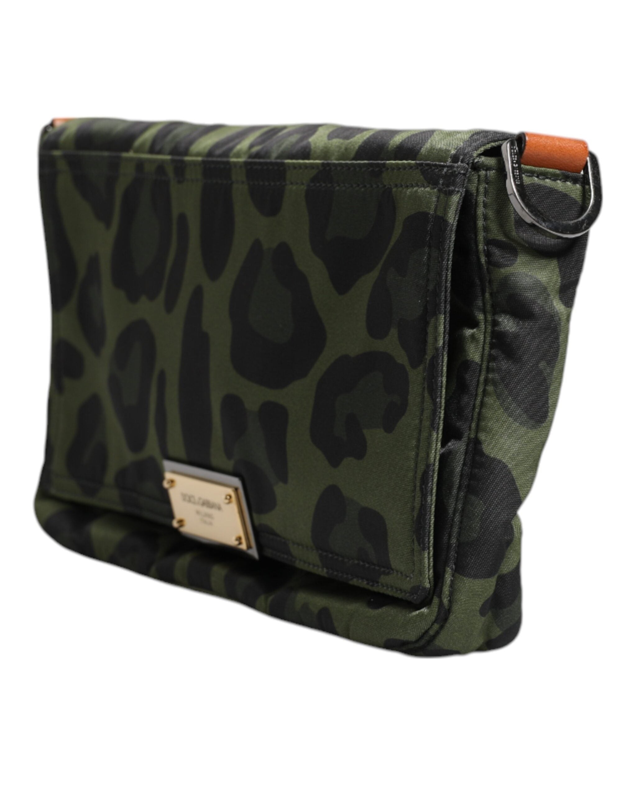 Dolce & Gabbana Green Nylon Leopard Print Shell Messenger Crossbody Bag - Zeiniez