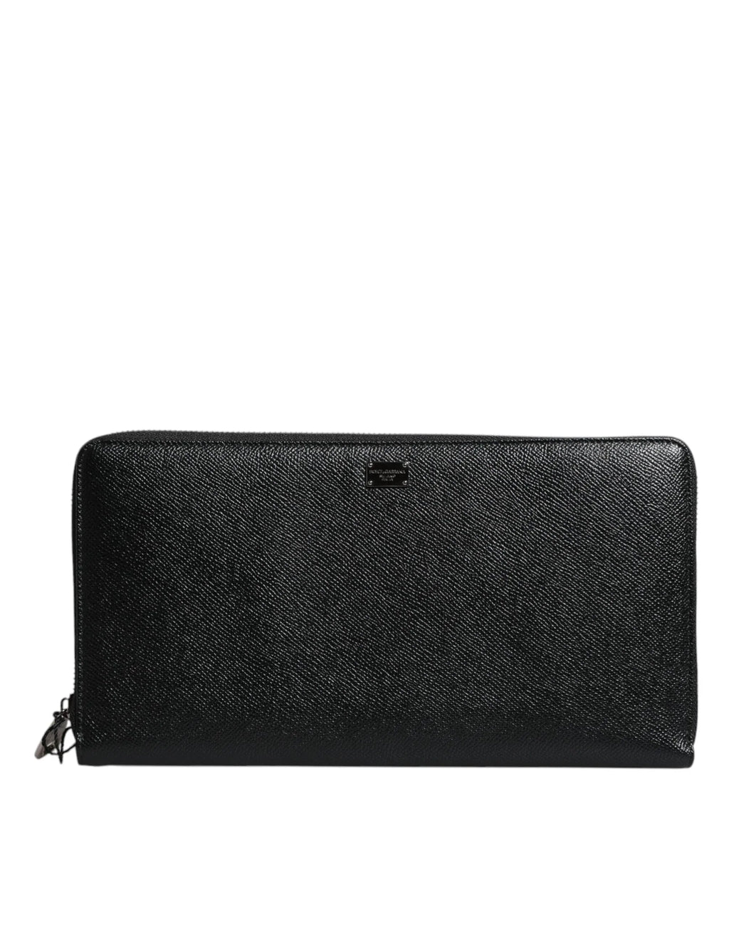 Dolce & Gabbana Black Calfskin Leather Logo Zip Around Continental Wallet - Zeiniez