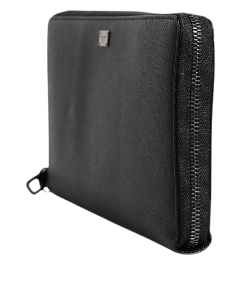 Dolce & Gabbana Black Calfskin Leather Logo Zip Around Continental Wallet - Zeiniez