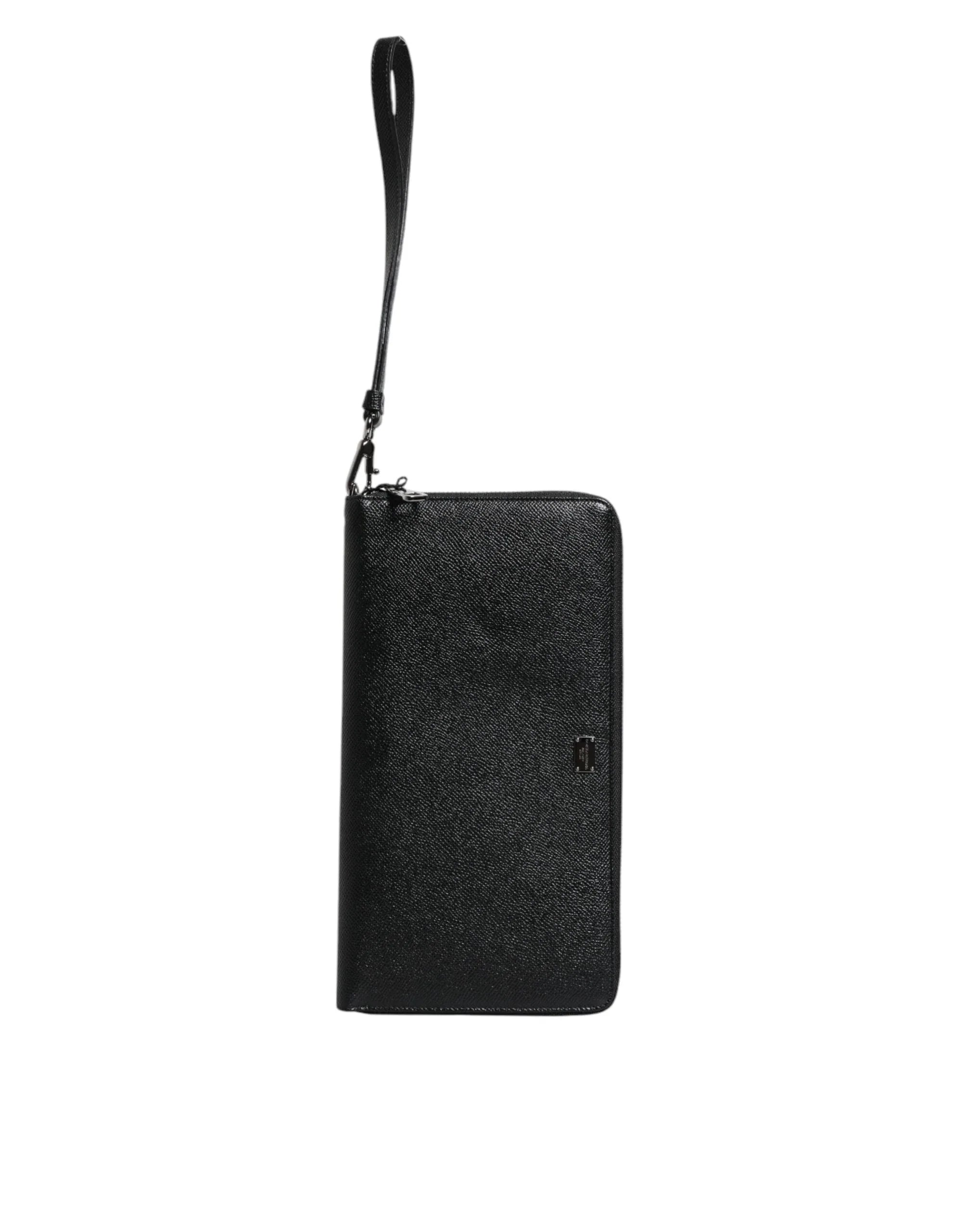 Dolce & Gabbana Black Calfskin Leather Logo Zip Around Continental Wallet - Zeiniez