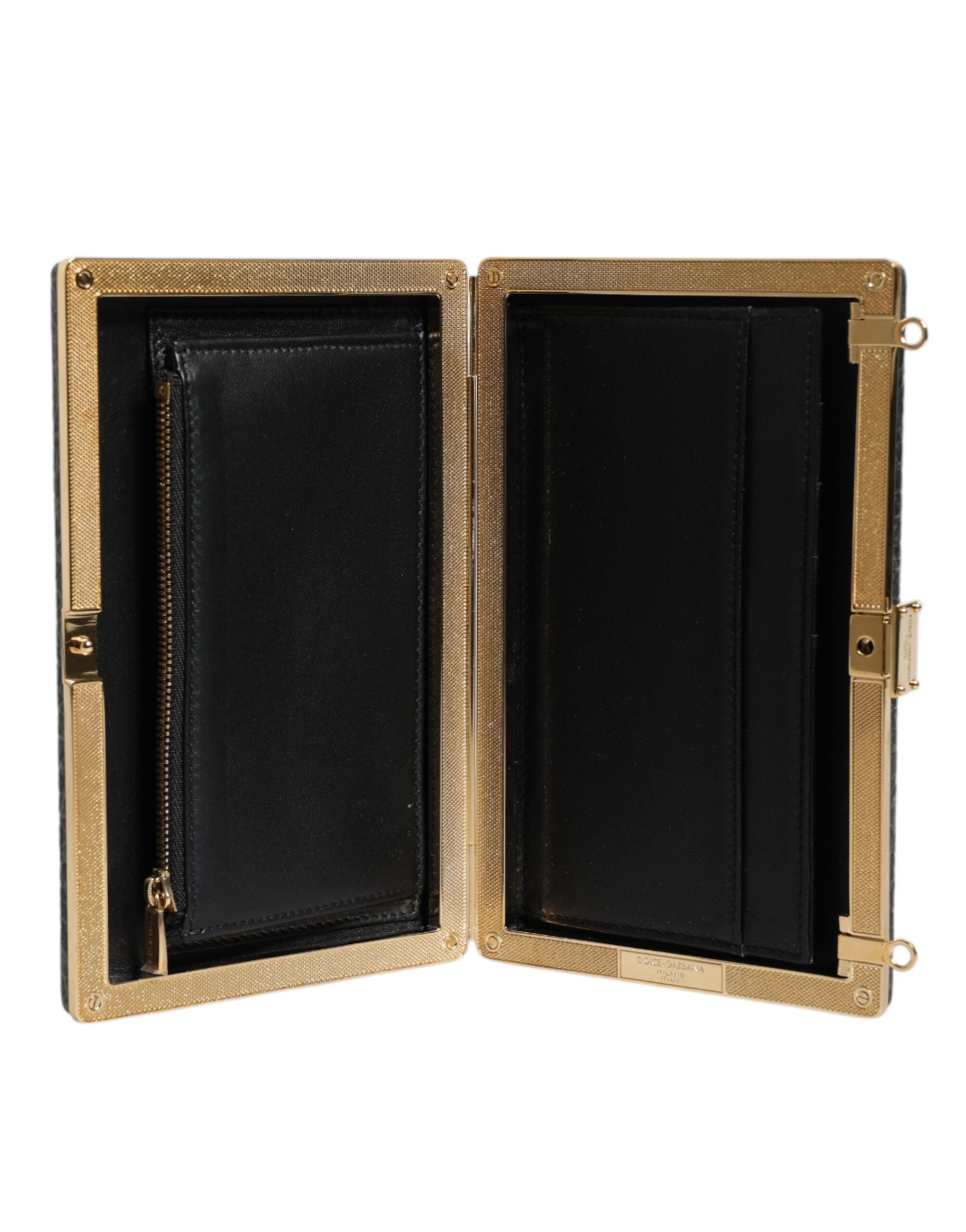 Dolce & Gabbana Black Leather Clutch Evening Crossbody Bag - Zeiniez