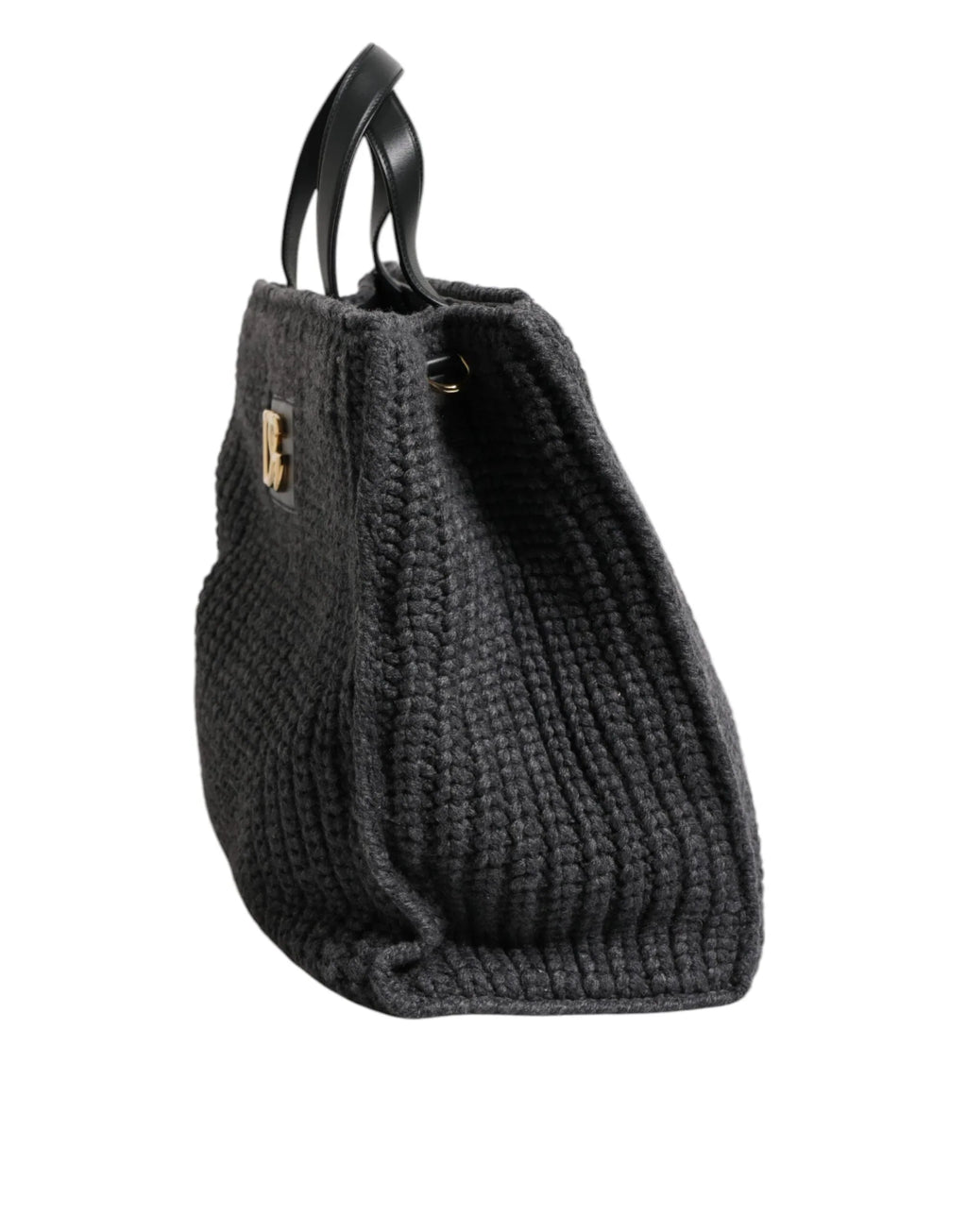 Dolce & Gabbana Black Large Knitted Crochet Shoulder Shopper DG Logo Bag - Zeiniez