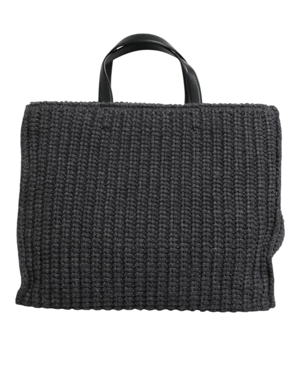 Dolce & Gabbana Black Large Knitted Crochet Shoulder Shopper DG Logo Bag - Zeiniez