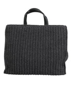 Dolce & Gabbana Black Large Knitted Crochet Shoulder Shopper DG Logo Bag - Zeiniez