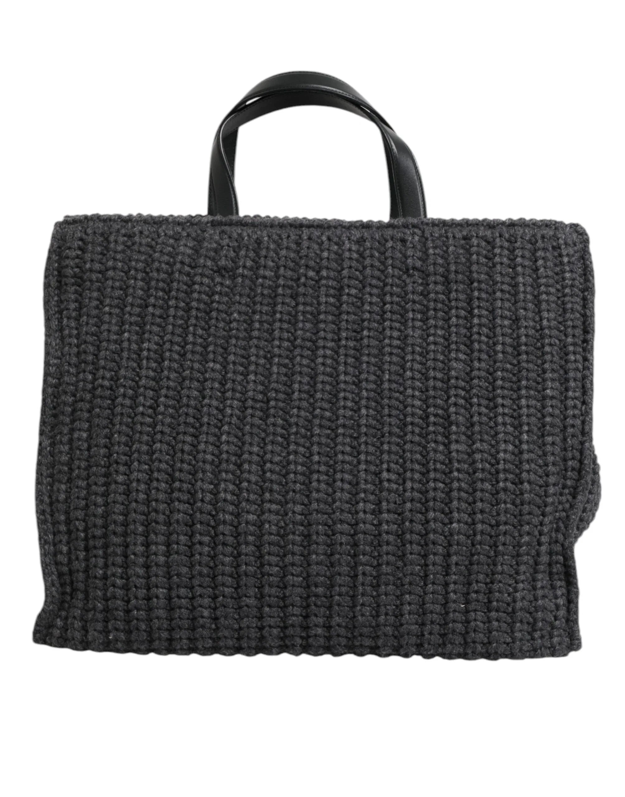 Dolce & Gabbana Black Large Knitted Crochet Shoulder Shopper DG Logo Bag - Zeiniez