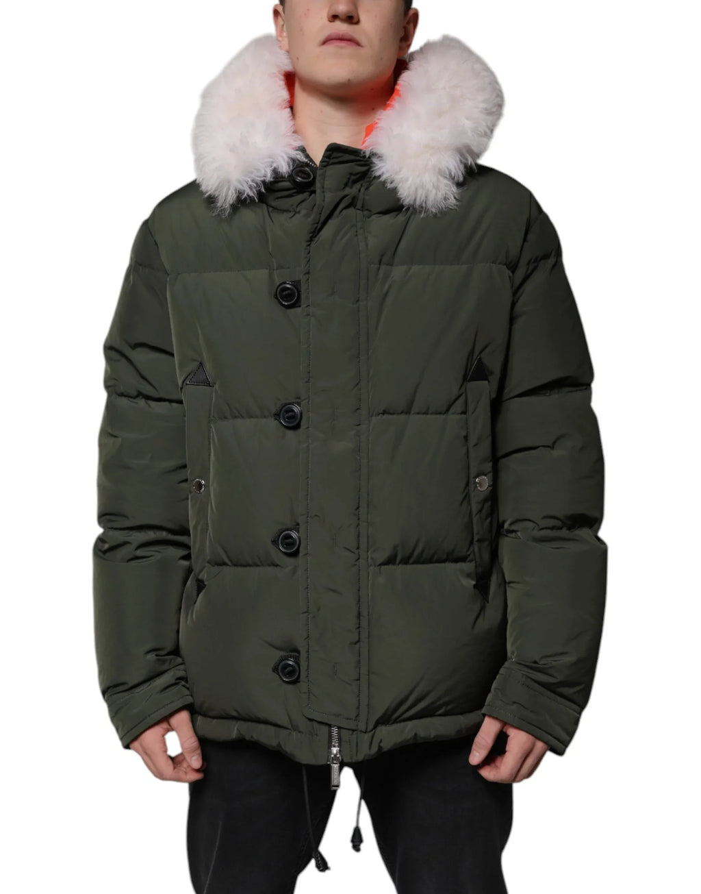 Dsquared² Green Hooded Long Sleeves Fur Shearling Jacket - Zeiniez