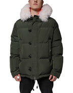 Dsquared² Green Hooded Long Sleeves Fur Shearling Jacket - Zeiniez