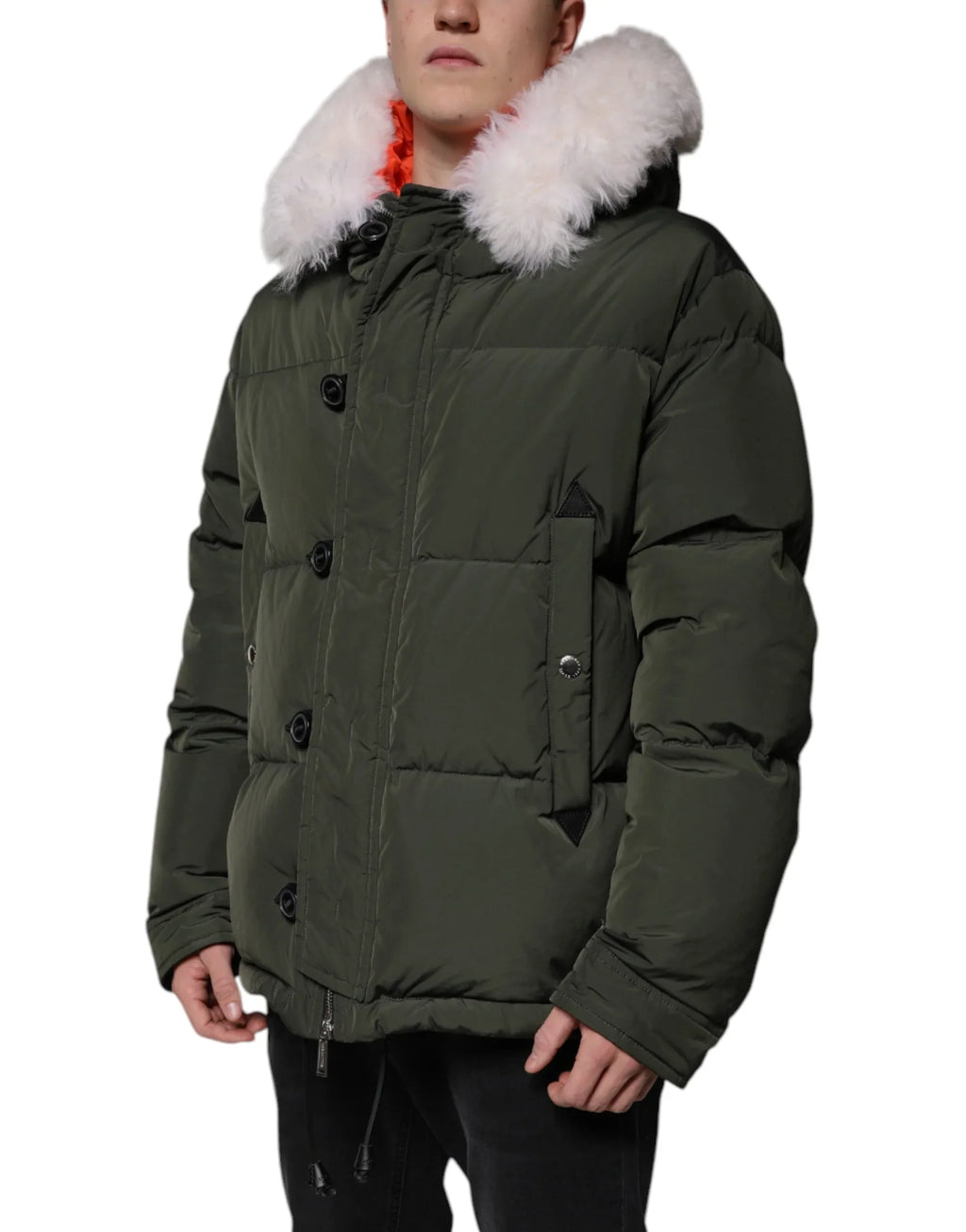 Dsquared² Green Hooded Long Sleeves Fur Shearling Jacket - Zeiniez