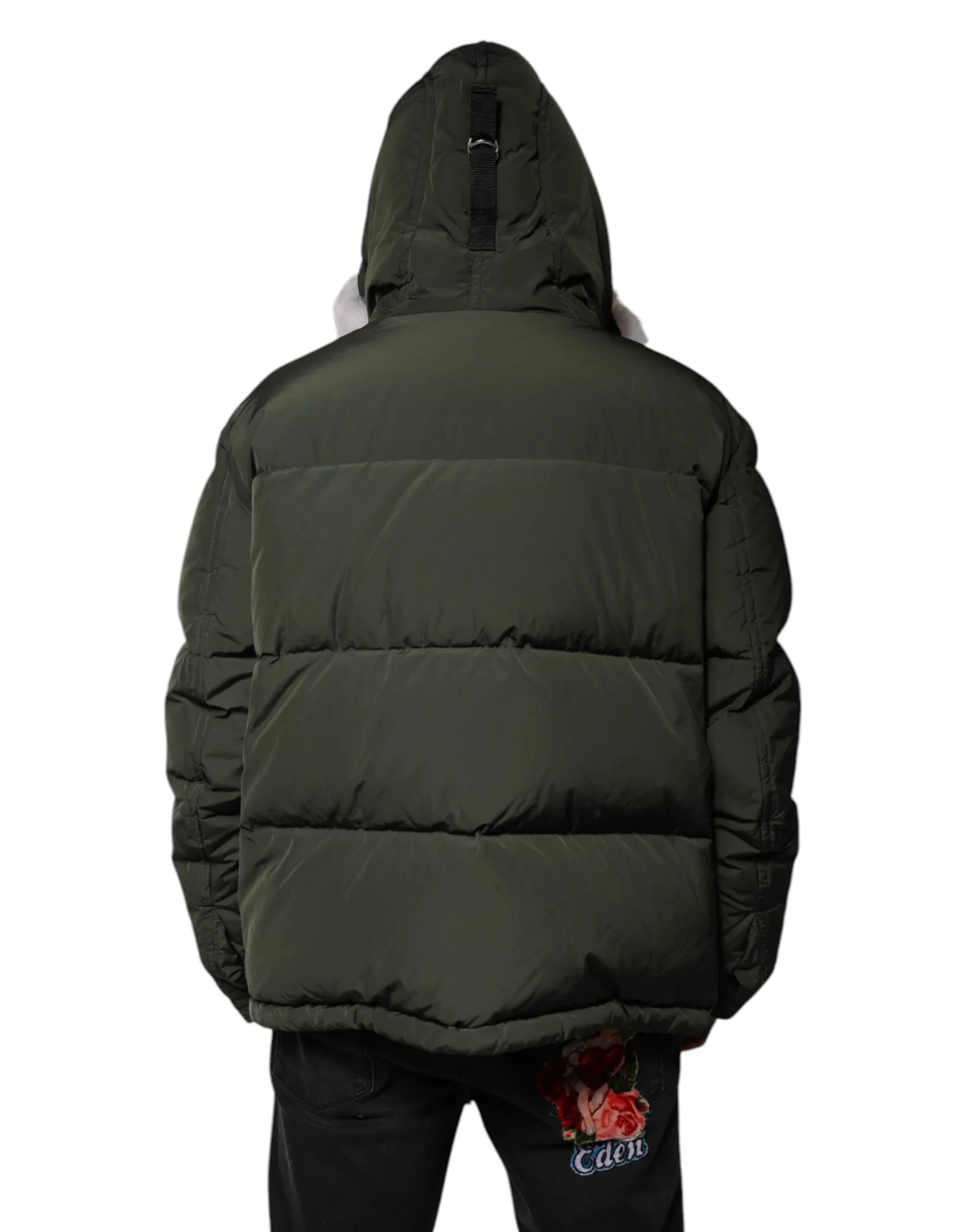 Dsquared² Green Hooded Long Sleeves Fur Shearling Jacket - Zeiniez