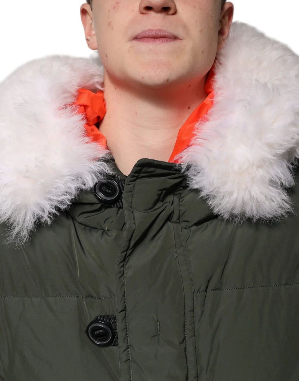 Dsquared² Green Hooded Long Sleeves Fur Shearling Jacket - Zeiniez