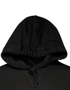 Dolce & Gabbana Black Cotton Hooded DG Shield Pullover Sweater - Zeiniez