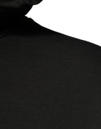 Dolce & Gabbana Black Cotton Hooded DG Shield Pullover Sweater - Zeiniez