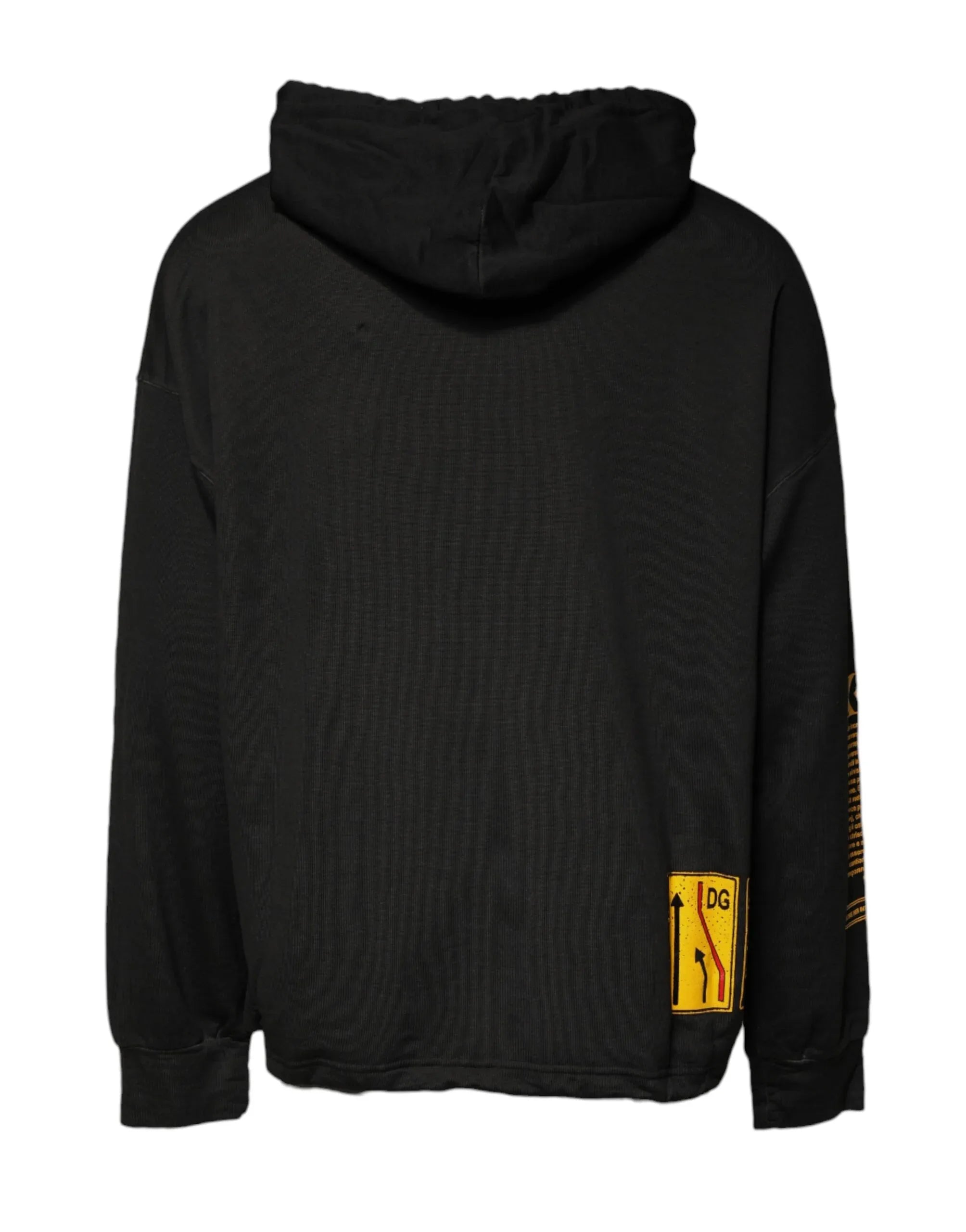 Dolce & Gabbana Black Cotton Hooded DG Shield Pullover Sweater - Zeiniez
