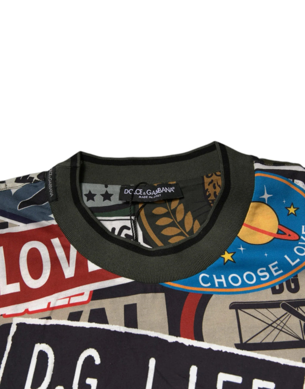 Dolce & Gabbana Multicolor Graphic Print Cotton Crew Neck T-shirt - Zeiniez