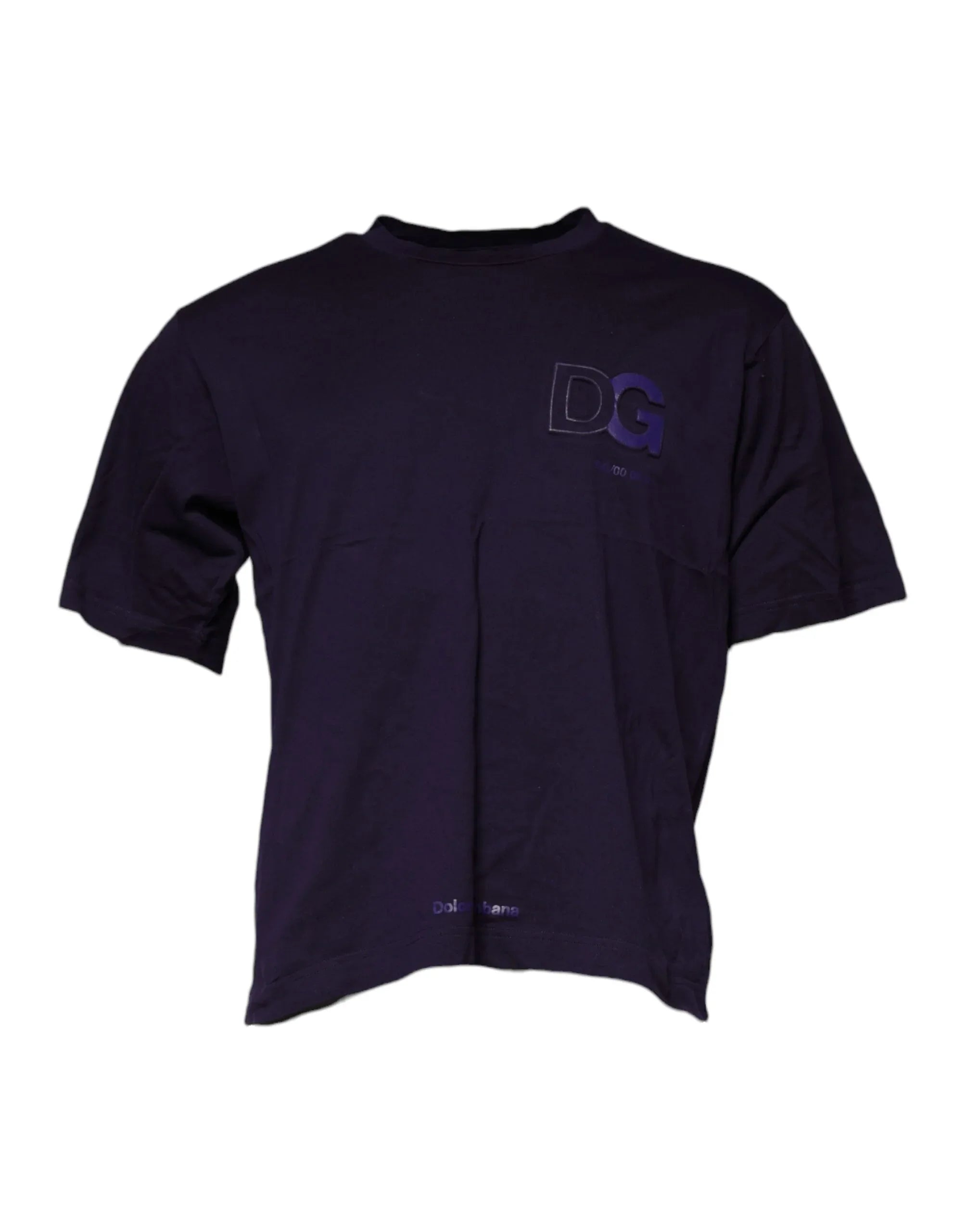 Dolce & Gabbana Purple DG Logo Cotton Crew Neck T-shirt - Zeiniez