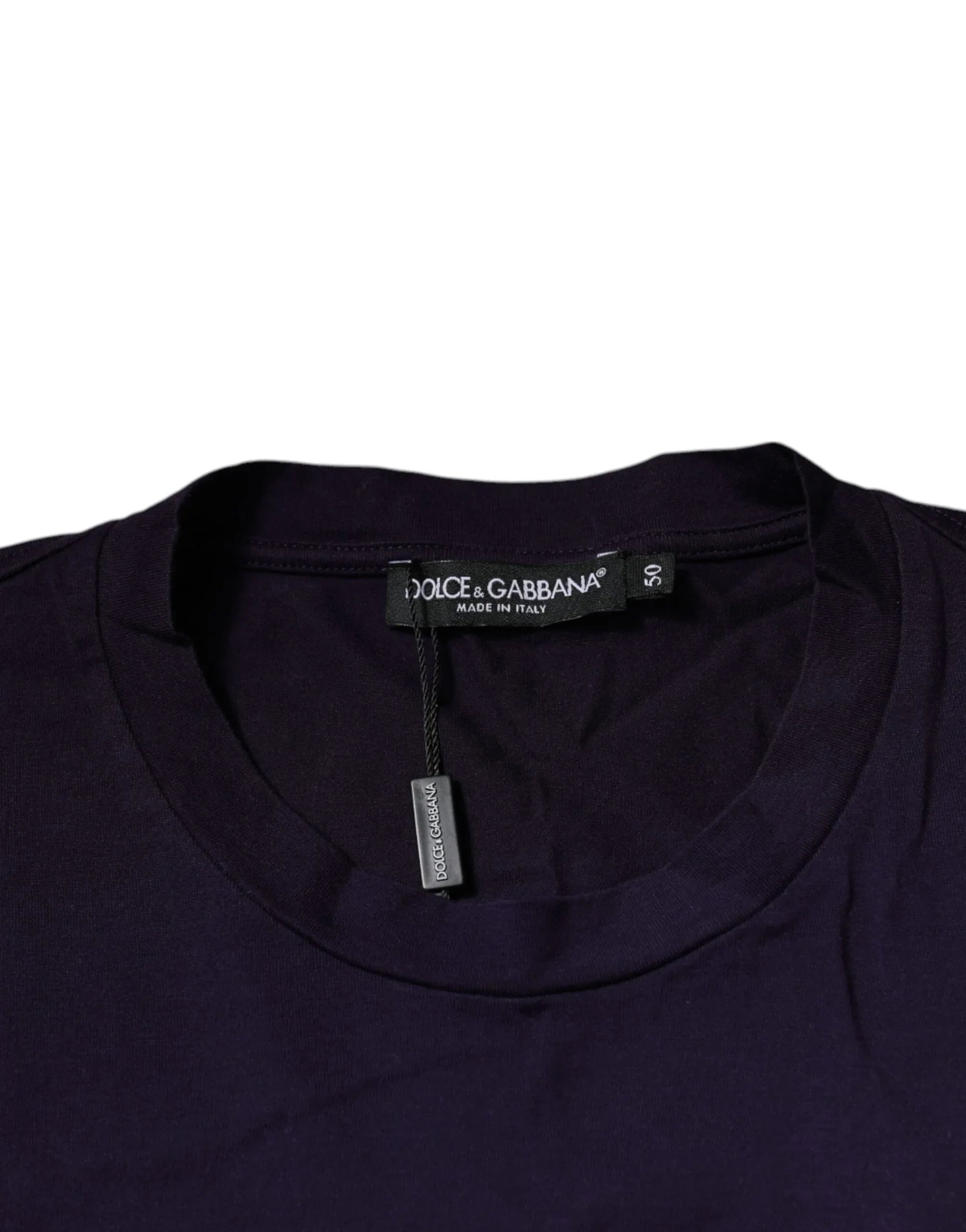 Dolce & Gabbana Purple DG Logo Cotton Crew Neck T-shirt - Zeiniez