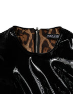 Dolce & Gabbana Black Patent Leather Puff Sleeves Mini Dress - Zeiniez