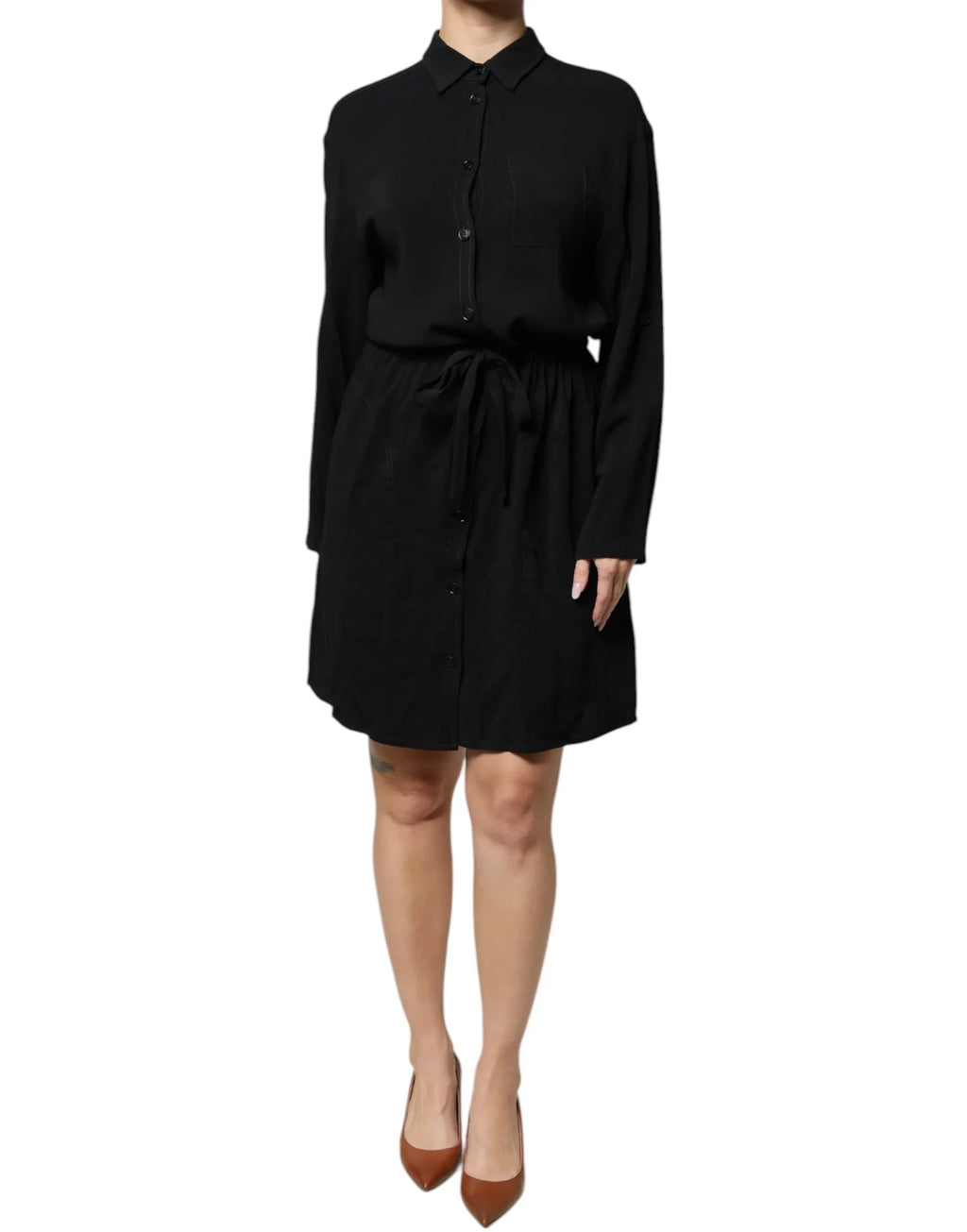Emporio Armani Black Viscose Long Sleeves A-line Mini Dress - Zeiniez