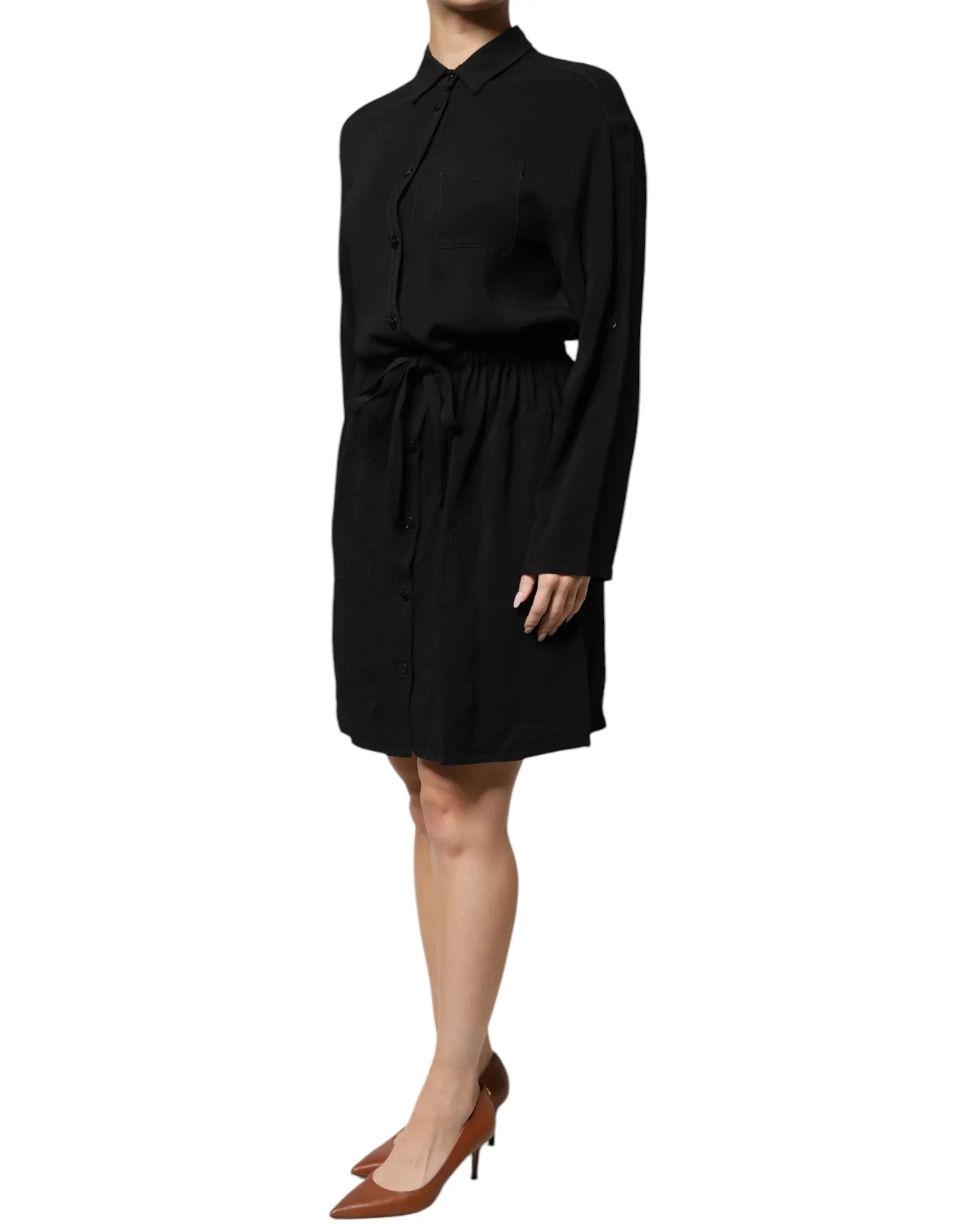Emporio Armani Black Viscose Long Sleeves A-line Mini Dress - Zeiniez