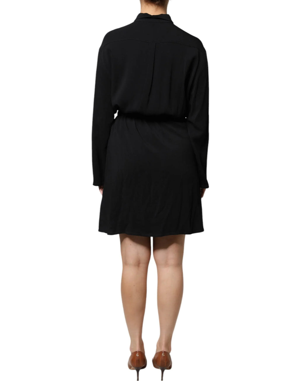 Emporio Armani Black Viscose Long Sleeves A-line Mini Dress - Zeiniez