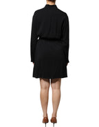 Emporio Armani Black Viscose Long Sleeves A-line Mini Dress - Zeiniez