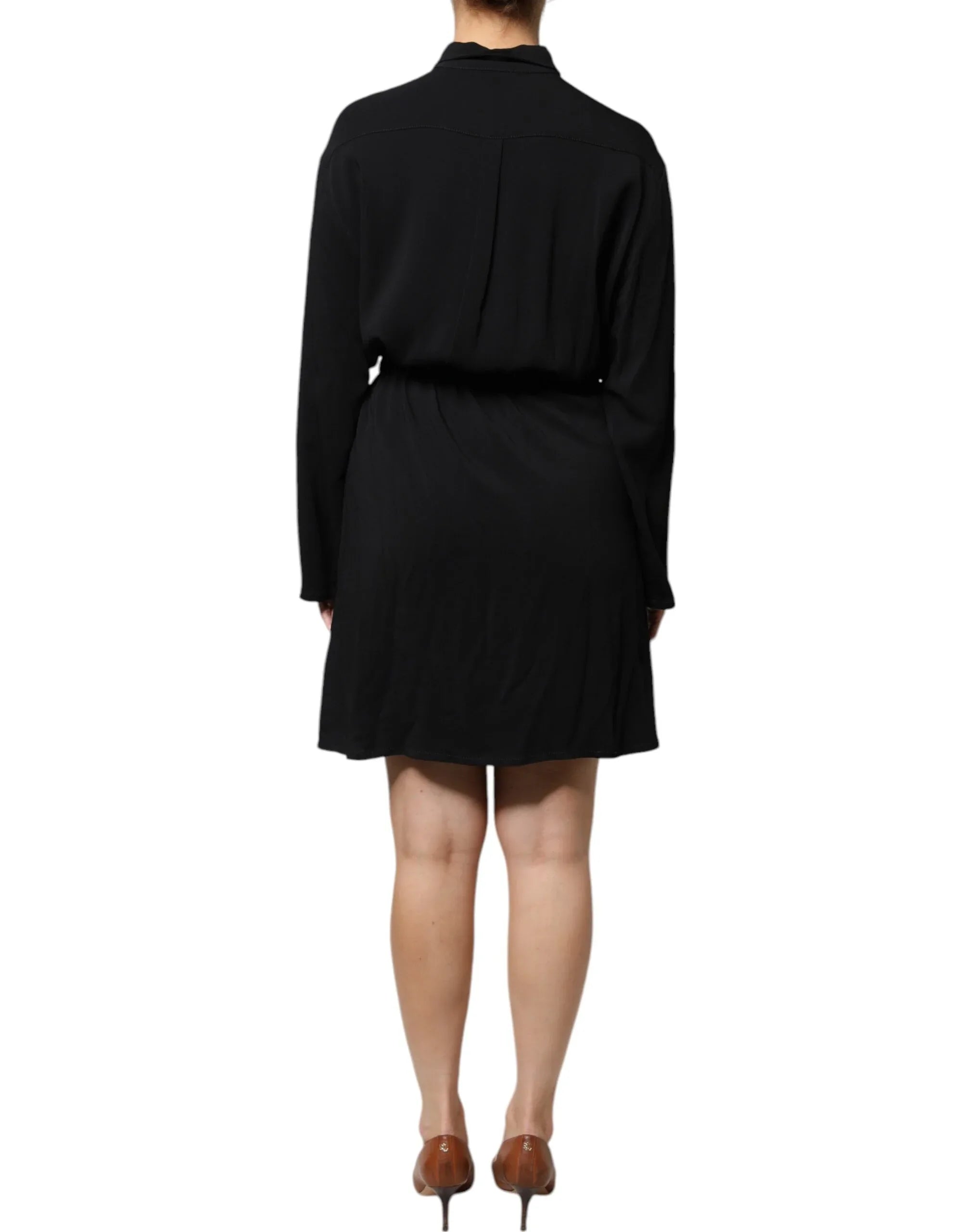 Emporio Armani Black Viscose Long Sleeves A-line Mini Dress - Zeiniez