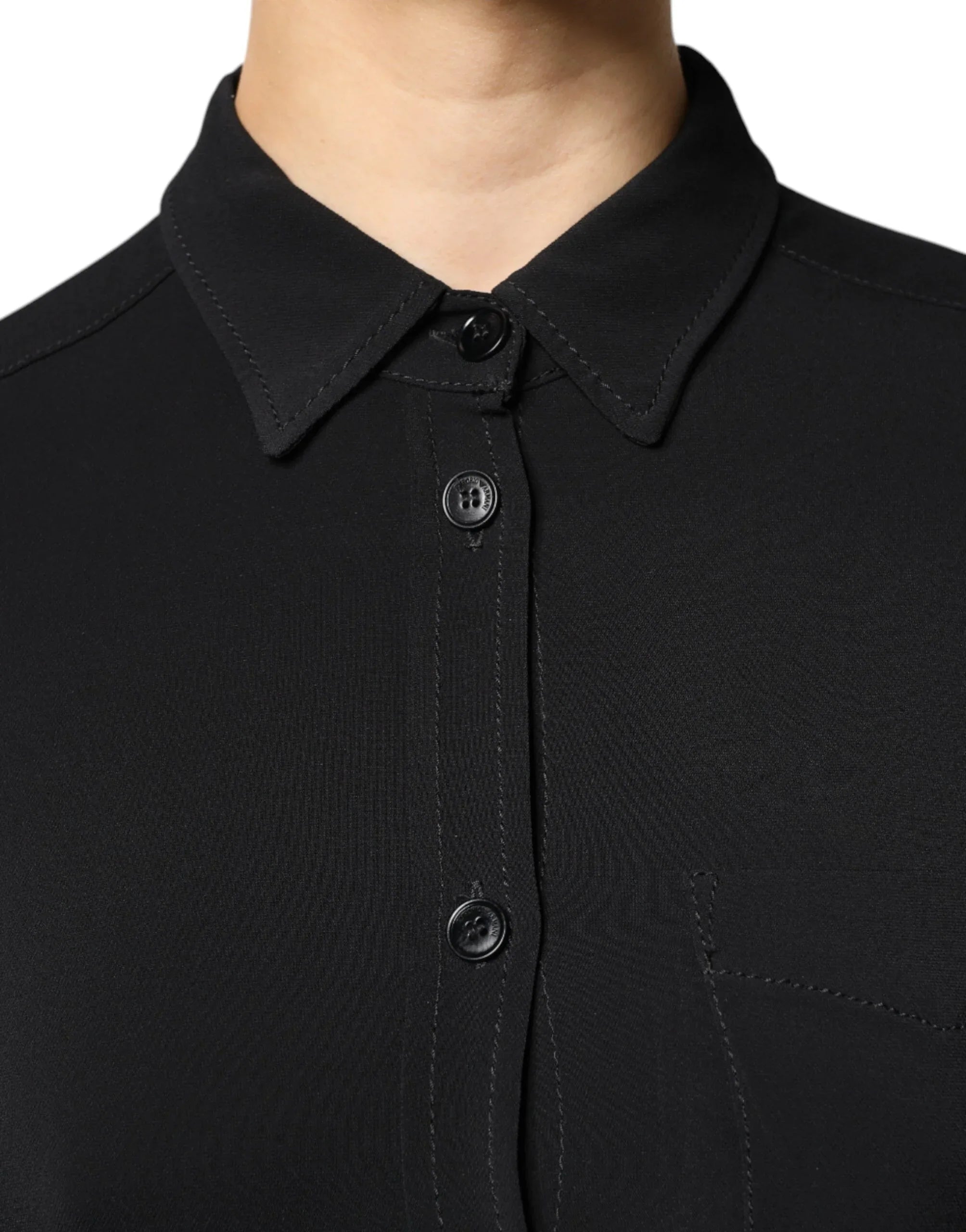 Emporio Armani Black Viscose Long Sleeves A-line Mini Dress - Zeiniez