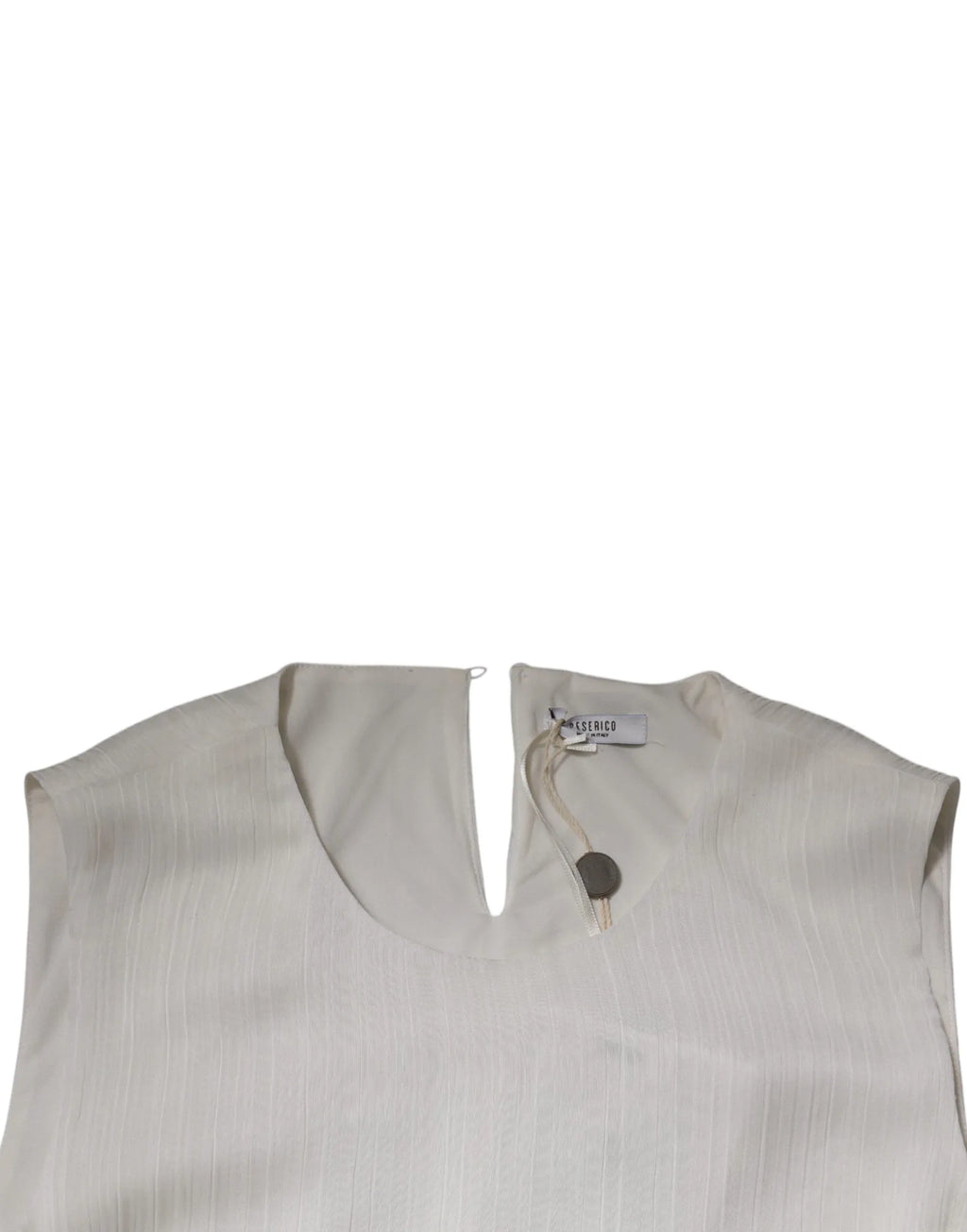 Peserico White Sleeveless Round Neck Shift Long Maxi Dress - Zeiniez