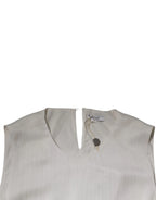 Peserico White Sleeveless Round Neck Shift Long Maxi Dress - Zeiniez