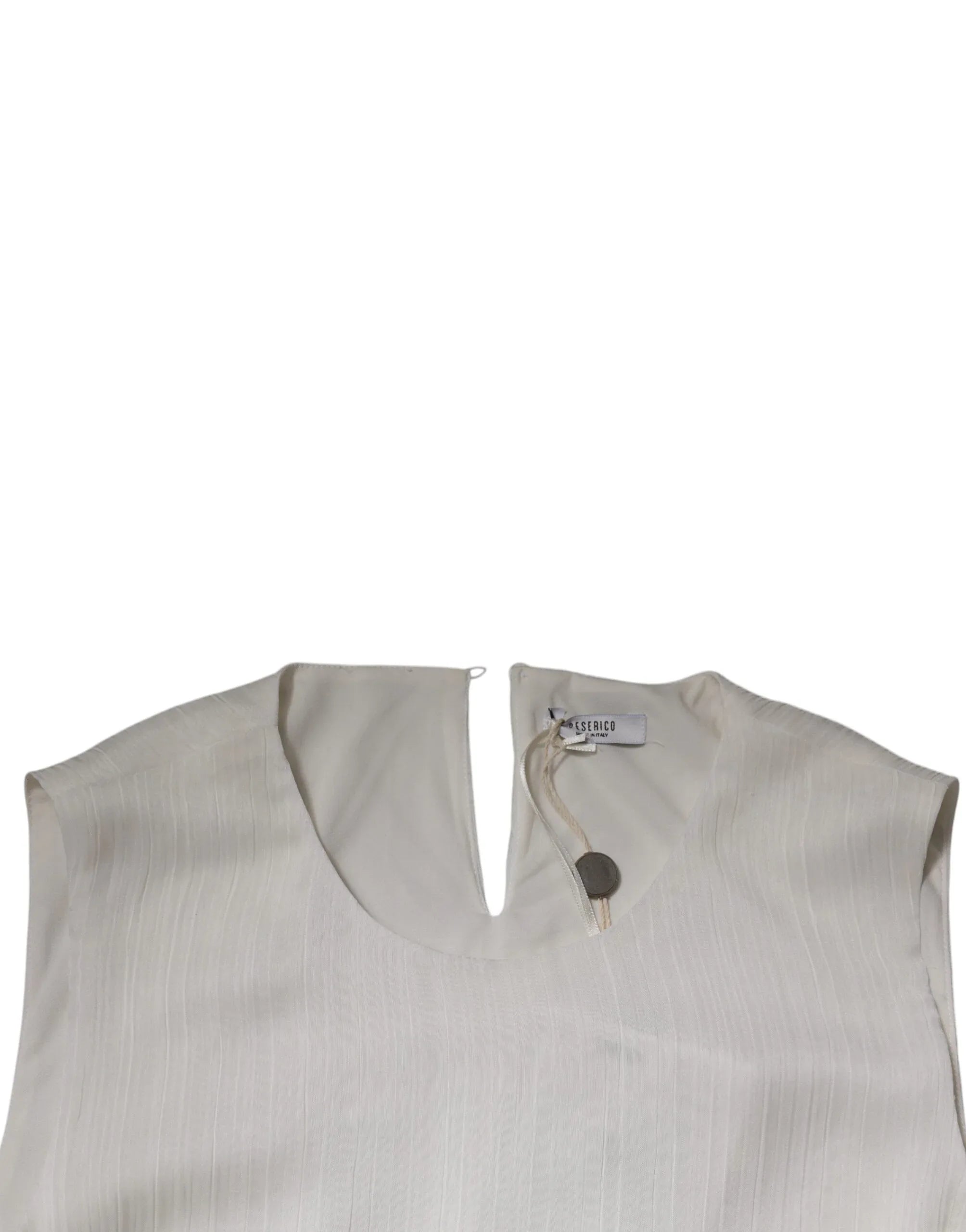 Peserico White Sleeveless Round Neck Shift Long Maxi Dress - Zeiniez