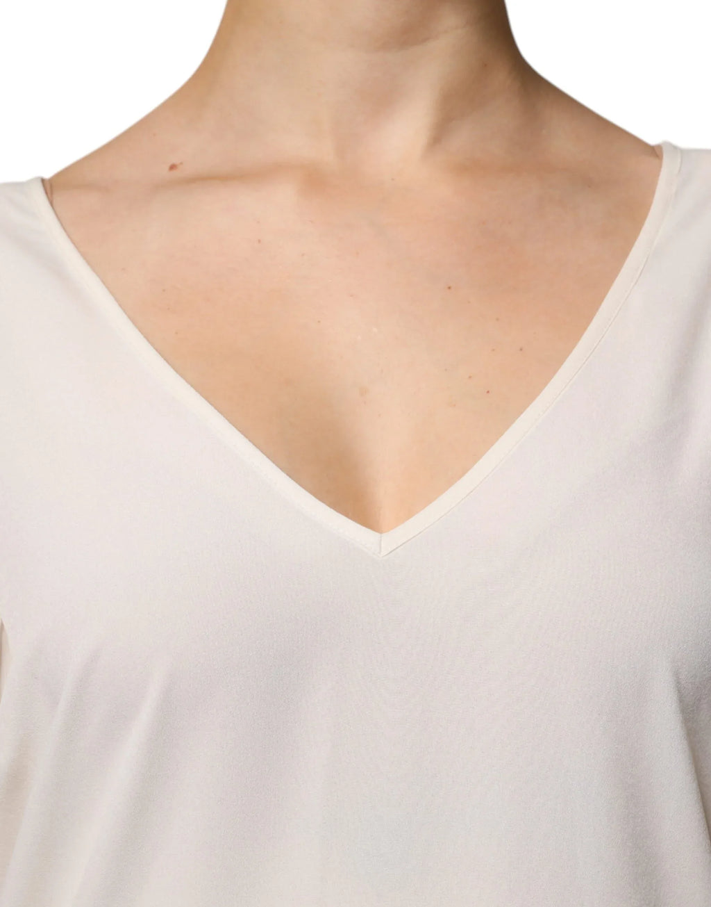 Peserico Off White Short Sleeves V-neck Shift Midi Dress - Zeiniez