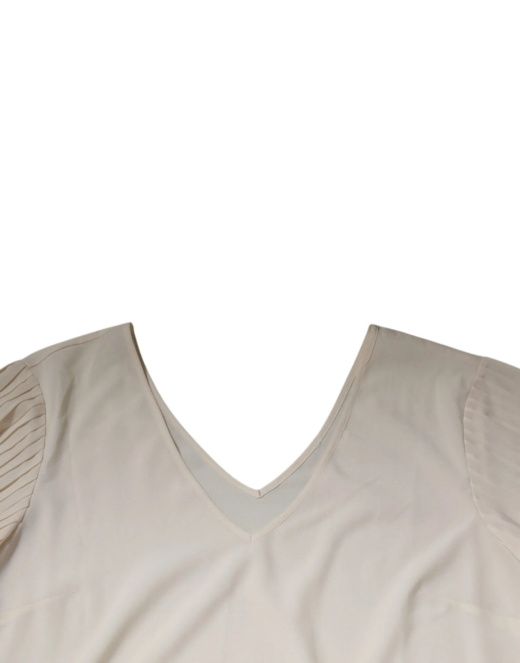 Peserico Off White Short Sleeves V-neck Shift Midi Dress - Zeiniez