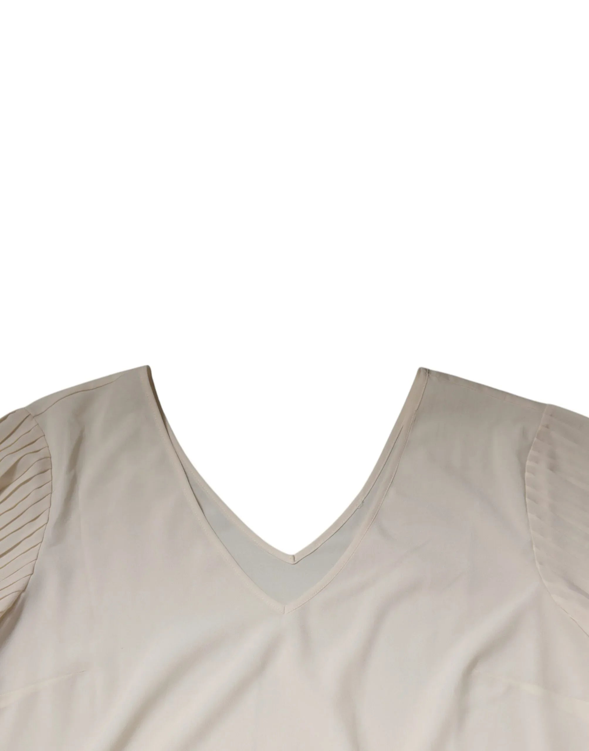 Peserico Off White Short Sleeves V-neck Shift Midi Dress - Zeiniez