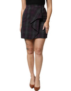 BENCIVENGA Multicolor Checkered Ruffle High Waist Mini Skirt - Zeiniez