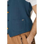 Gianni Lupo Blue Cotton Waistcoat - Zeiniez