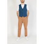 Gianni Lupo Blue Cotton Waistcoat - Zeiniez
