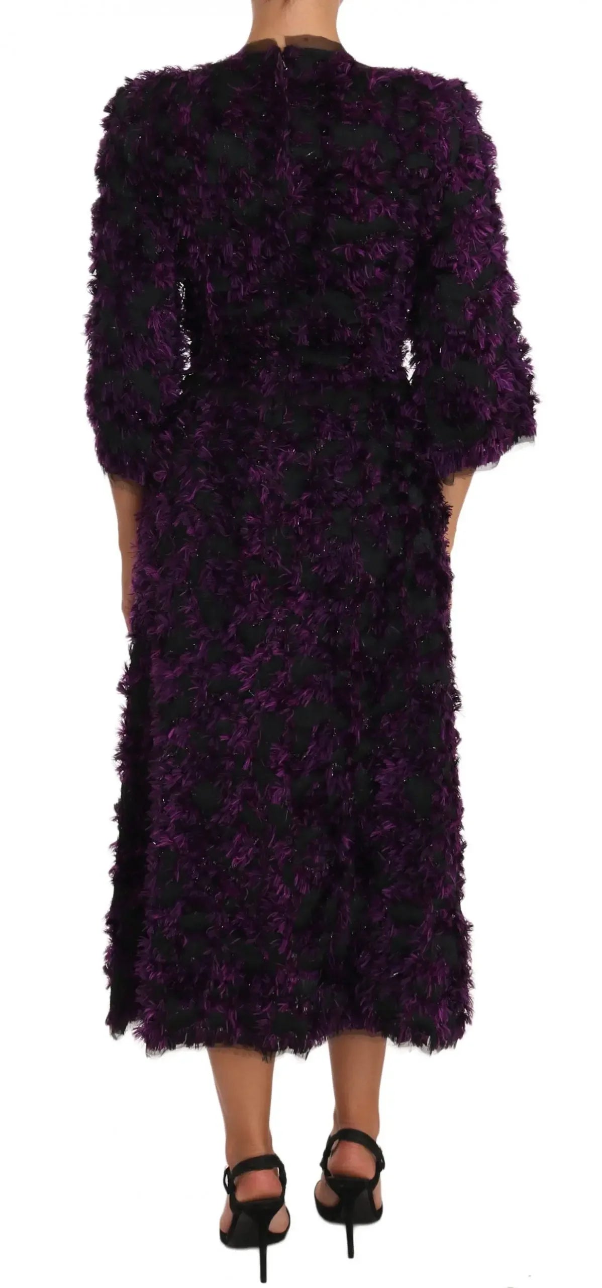 Dolce & Gabbana Purple Fringe Midi Sheath Dress - Zeiniez