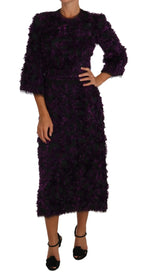 Dolce & Gabbana Purple Fringe Midi Sheath Dress - Zeiniez
