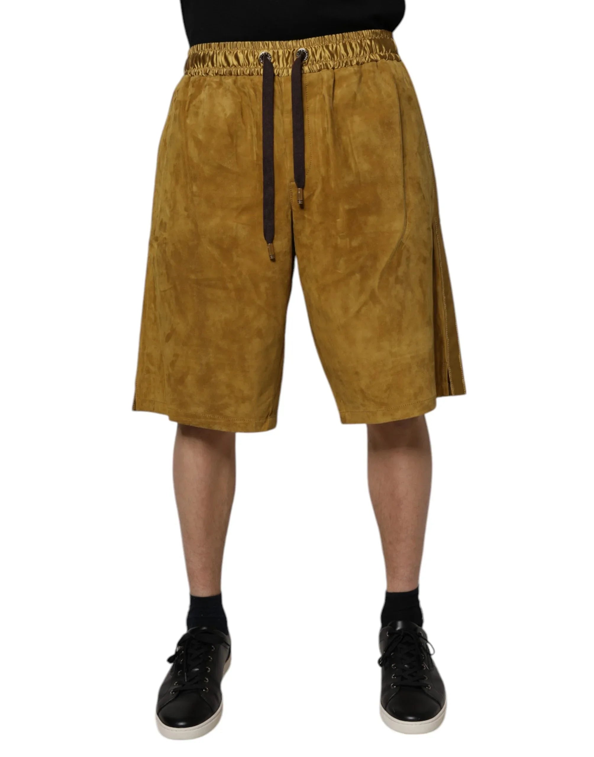 Dolce & Gabbana Brown Lambskin Suede Men Bermuda Shorts - Zeiniez