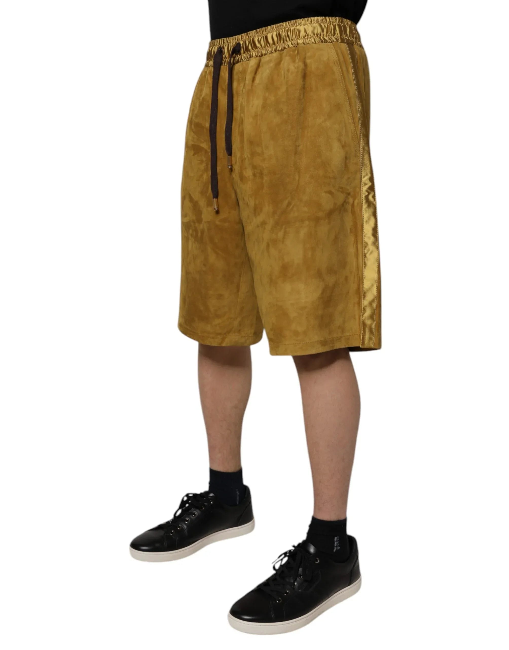 Dolce & Gabbana Brown Lambskin Suede Men Bermuda Shorts - Zeiniez