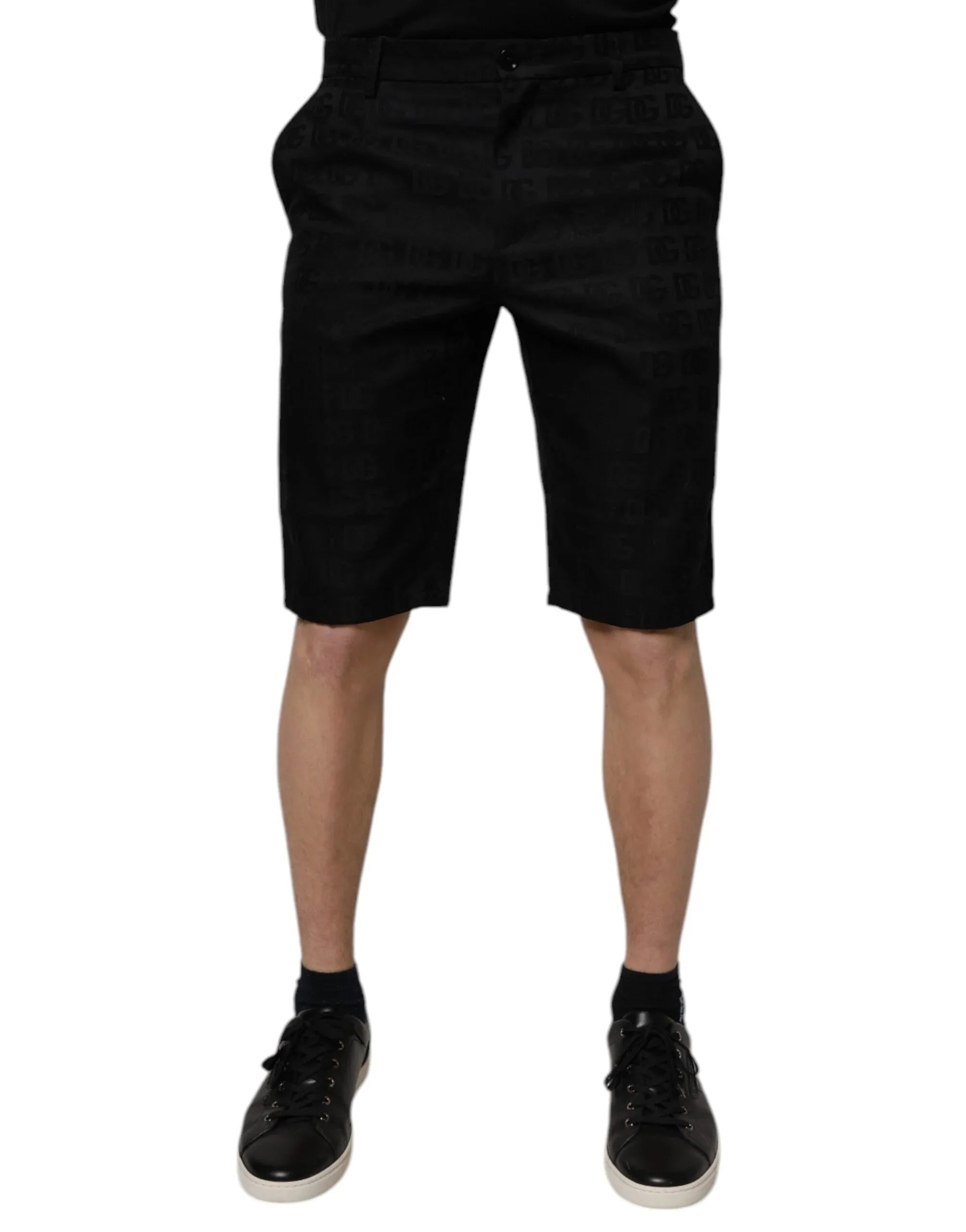Dolce & Gabbana Black Cotton Casual Mid Waist Chino Shorts - Zeiniez