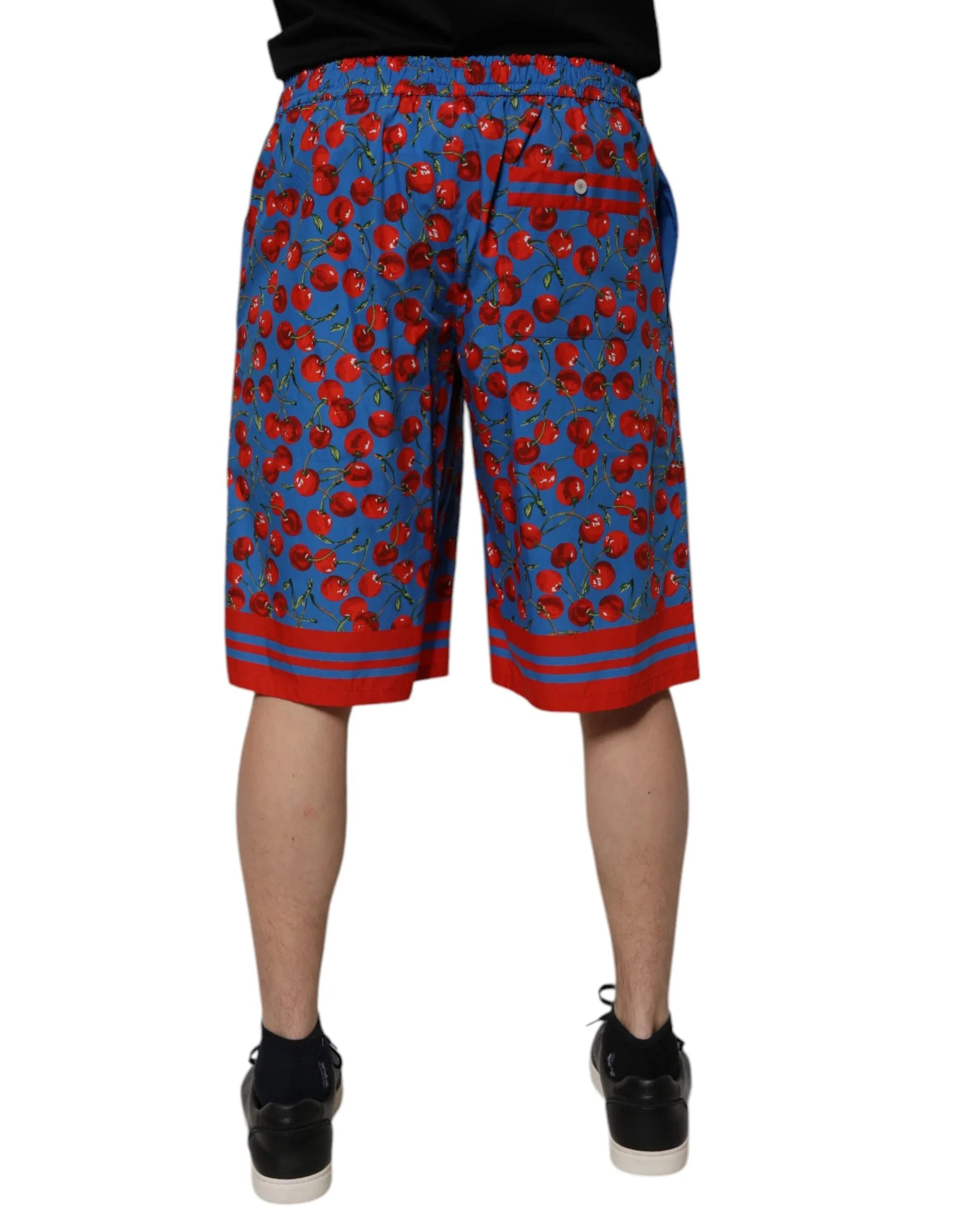 Dolce & Gabbana Blue Cherry Print Cotton Men Bermuda Shorts - Zeiniez