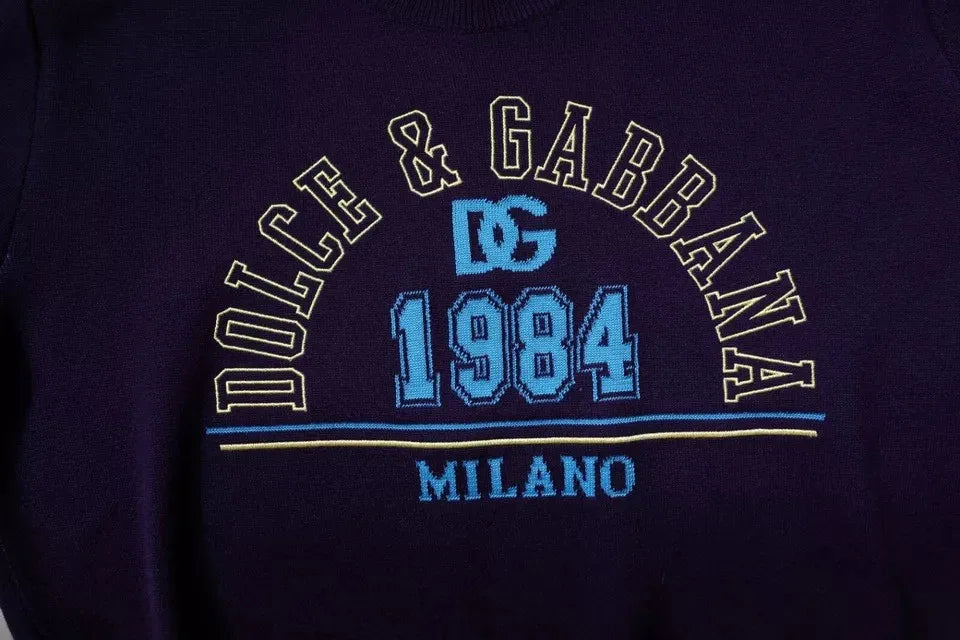 Dolce & Gabbana Blue 1984 Milano CrewNeck Sweatshirt Sweater - Zeiniez