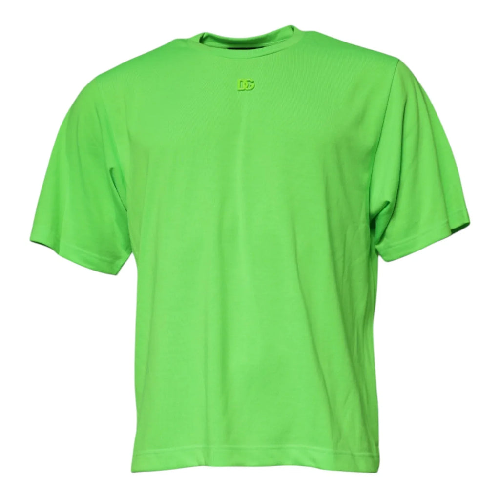 Dolce & Gabbana Green Logo Polyester Crew Neck T-shirt - Zeiniez