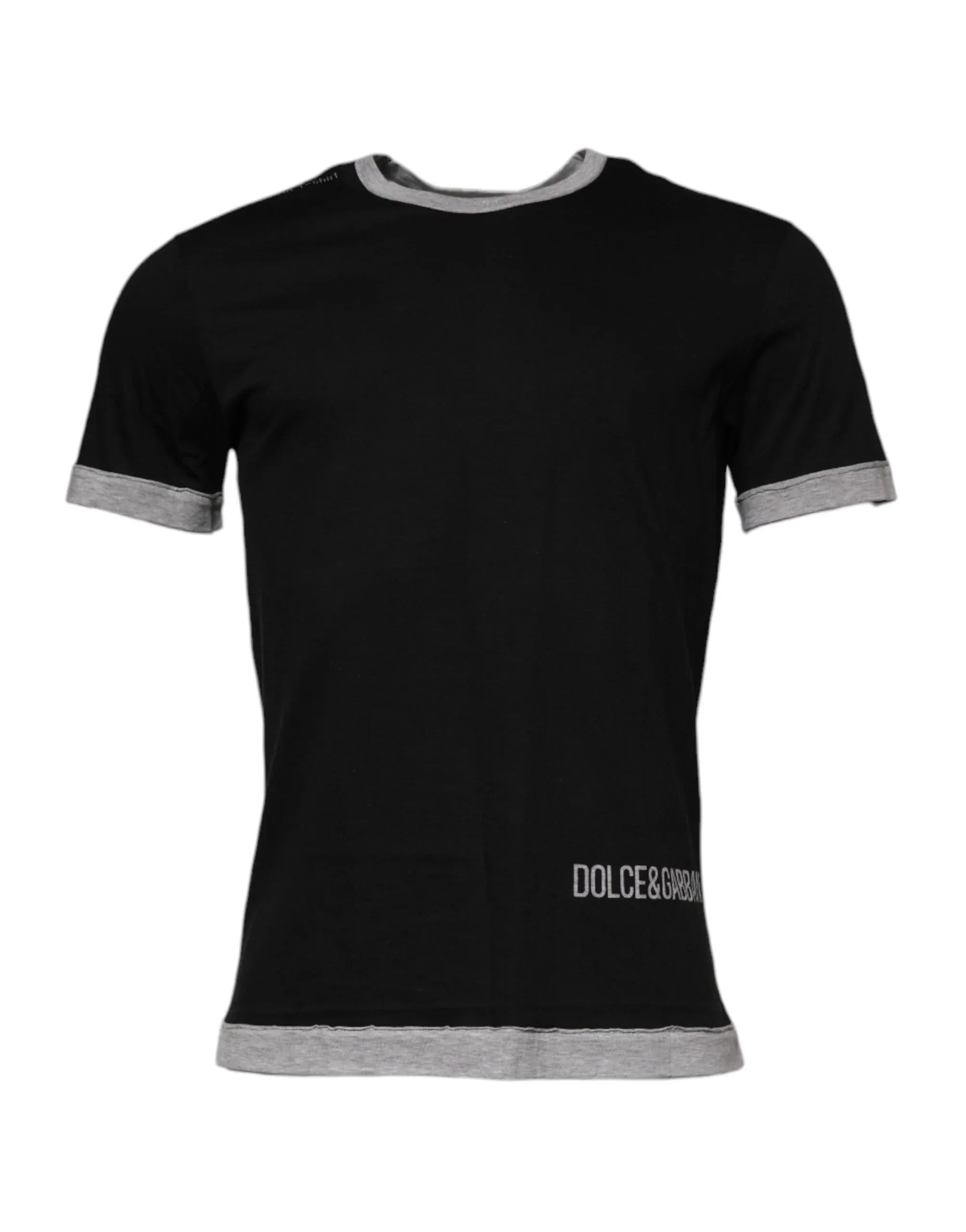 Dolce & Gabbana Black Logo Cotton Crew Neck Men Tee T-shirt - Zeiniez