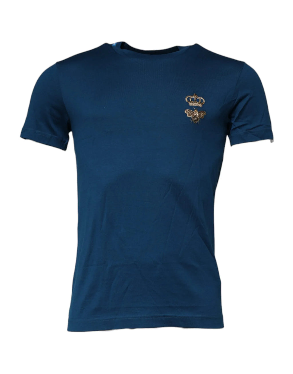 Dolce & Gabbana Blue Crown Bee Cotton Men Crew Neck T-shirt - Zeiniez
