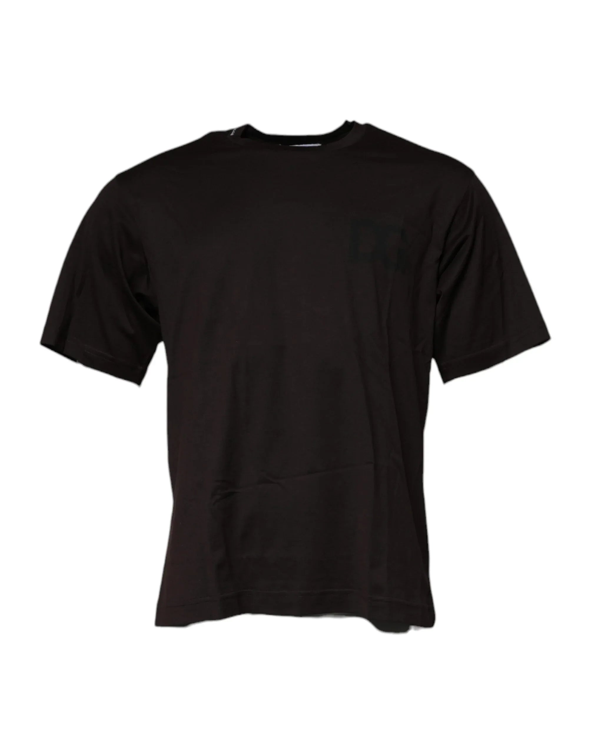 Dolce & Gabbana Dark Brown Logo Cotton Crew Neck T-shirt - Zeiniez
