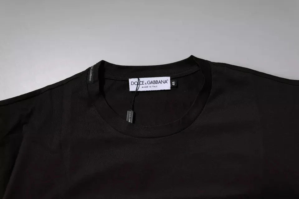 Dolce & Gabbana Dark Brown Logo Cotton Crew Neck T-shirt - Zeiniez