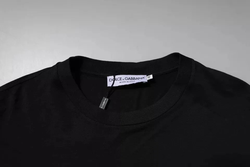 Dolce & Gabbana Black DG Logo Cotton Crew Neck T-shirt - Zeiniez