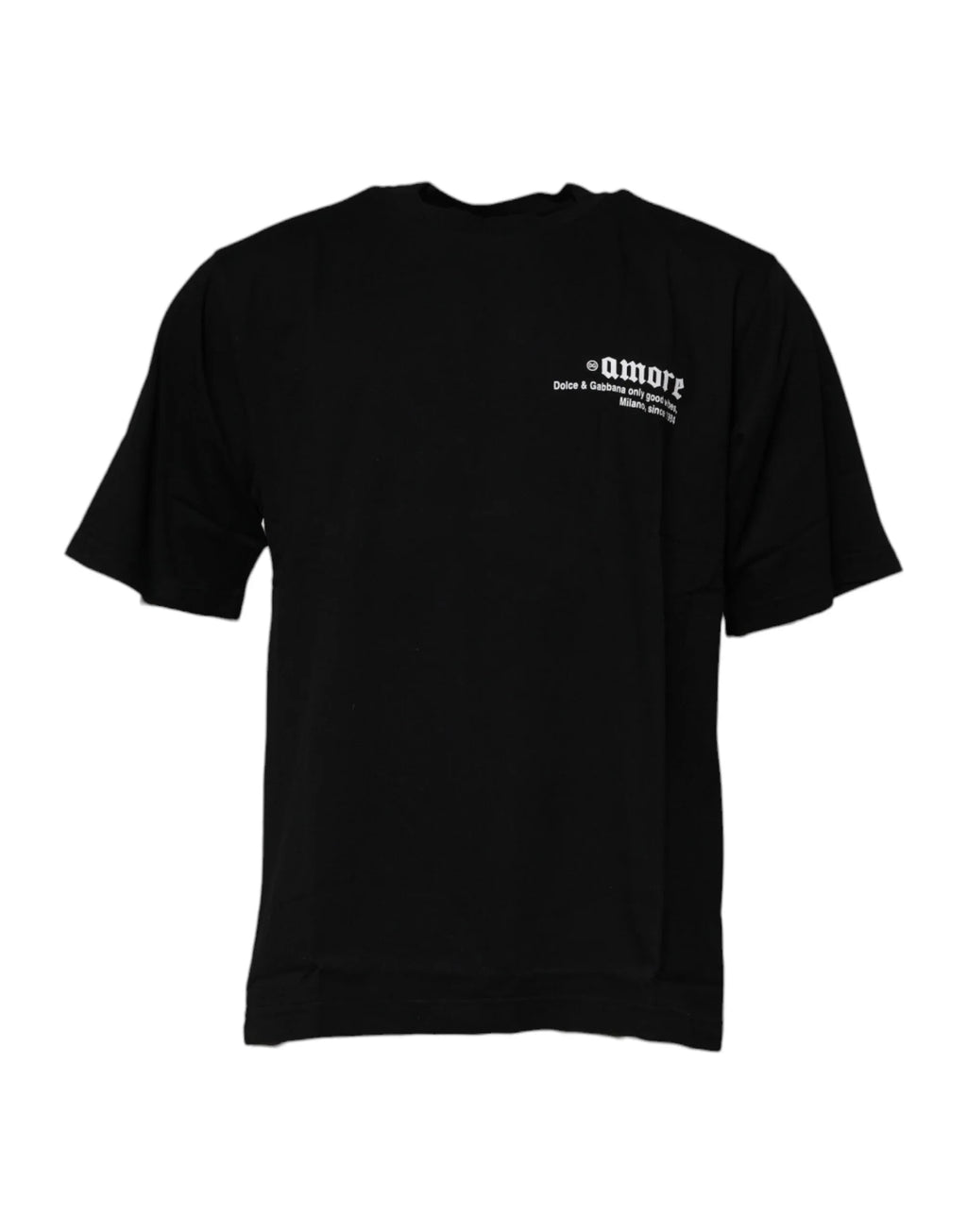 Dolce & Gabbana Black Amore Leopard Cotton Crew Neck T-shirt - Zeiniez